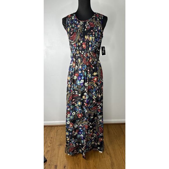 Beige By Eci Sleeveless Maxi Dress Small Floral Boho Cottage Core Maxi NWT - Picture 15 of 16